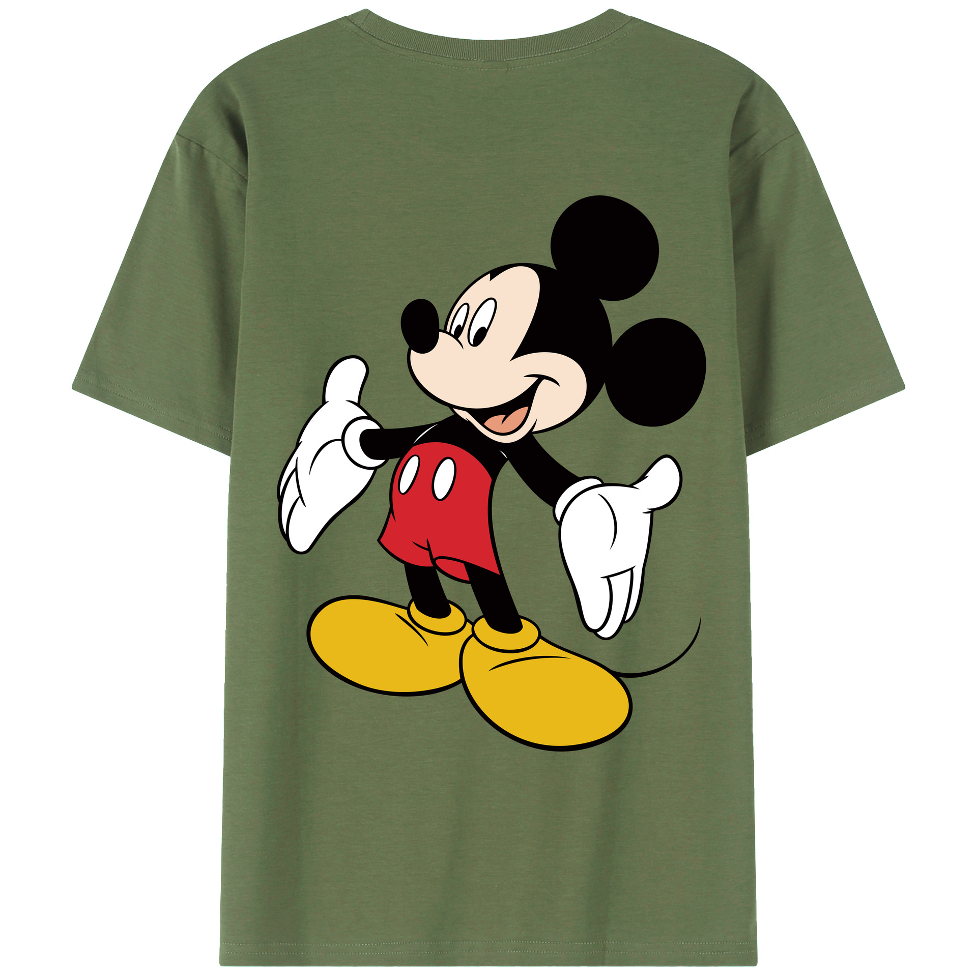 ミッキーマウス Mickey Mouse 綿100％ メンズ半袖Tシャツ（バックプリント） 通気性
